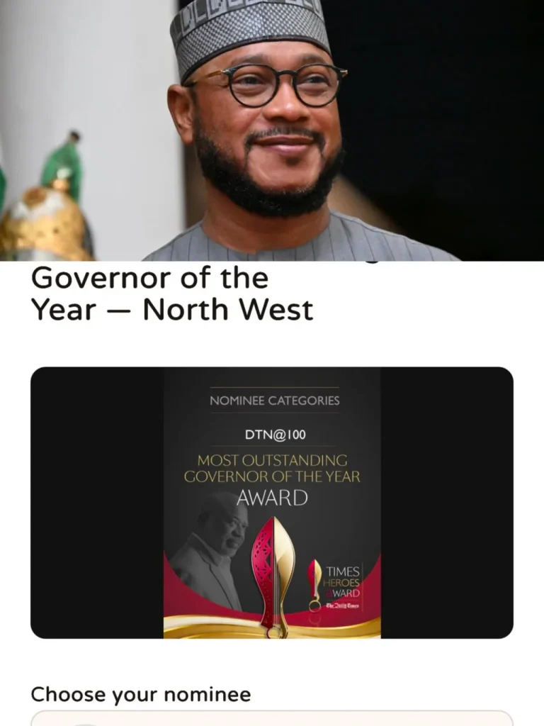 Click to Vote Zamfara State Governor, Dauda Lawal As ‘Outstanding Governor Of The Year’ North West For DTN @ 100